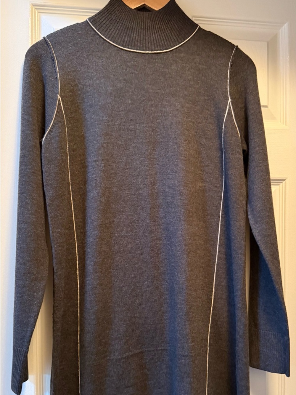 MAX STUDIO Charcoal Gray Long Sleeve Mock Neck Sweater Dress-Small